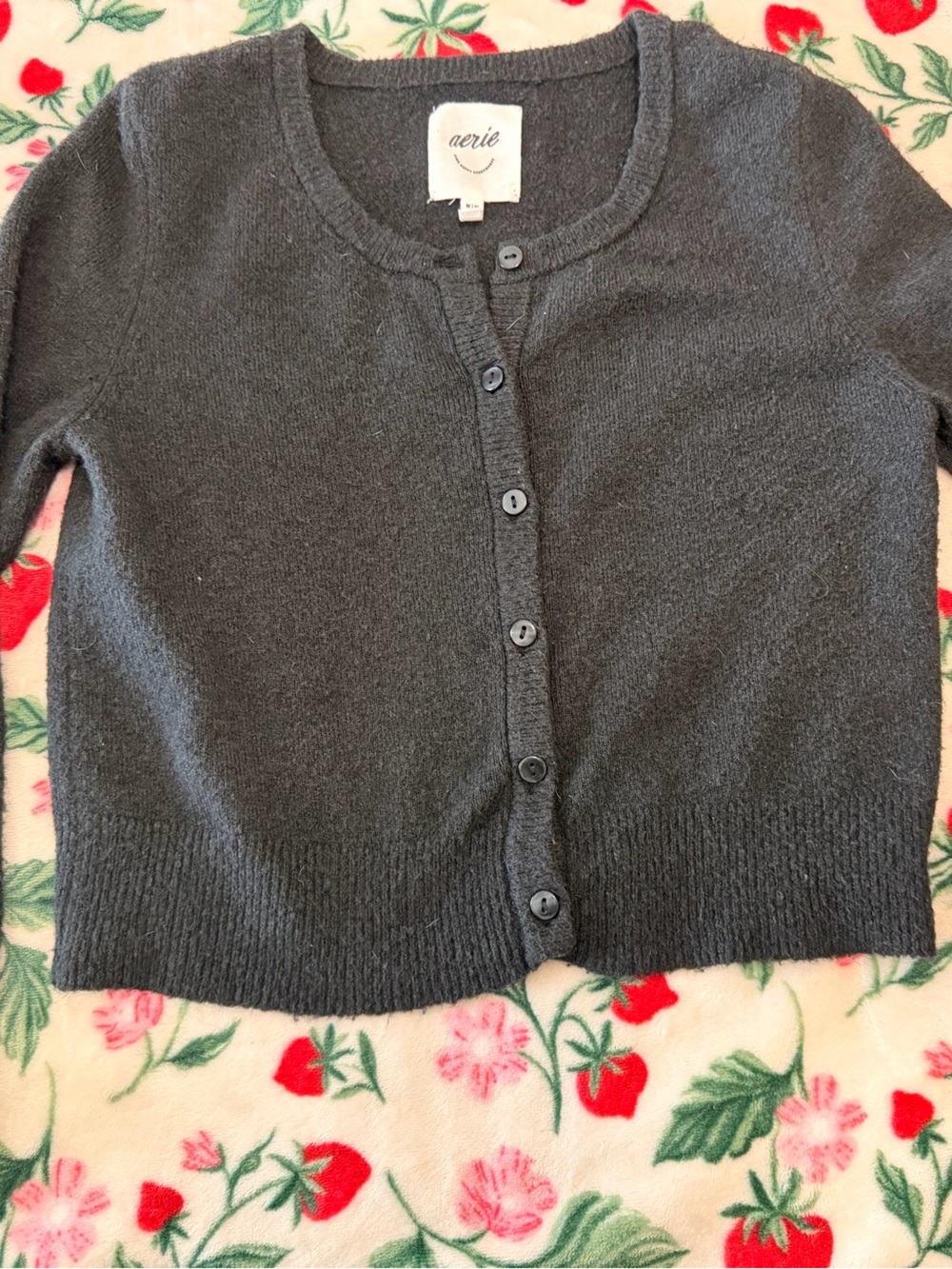 aerie Charcoal Gray Button-Front Women's Cardigan - Picture 3 of 3